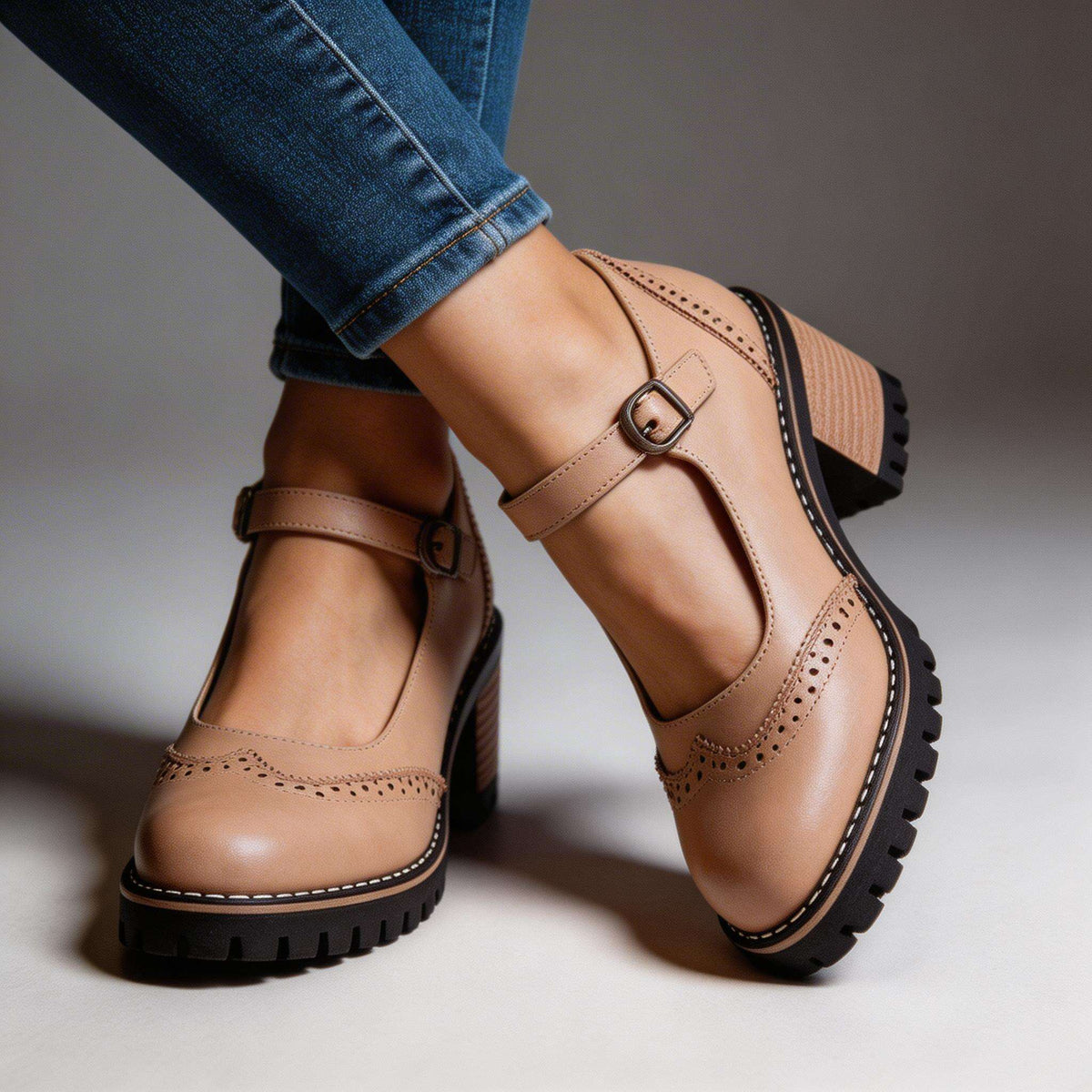 Beatrix | Brogue Detail Block Heels