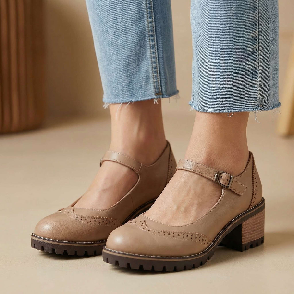 Beatrix | Brogue Detail Block Heels