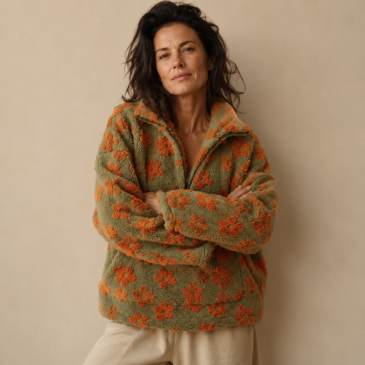 Mirais - Floral Print Fleece Sweater