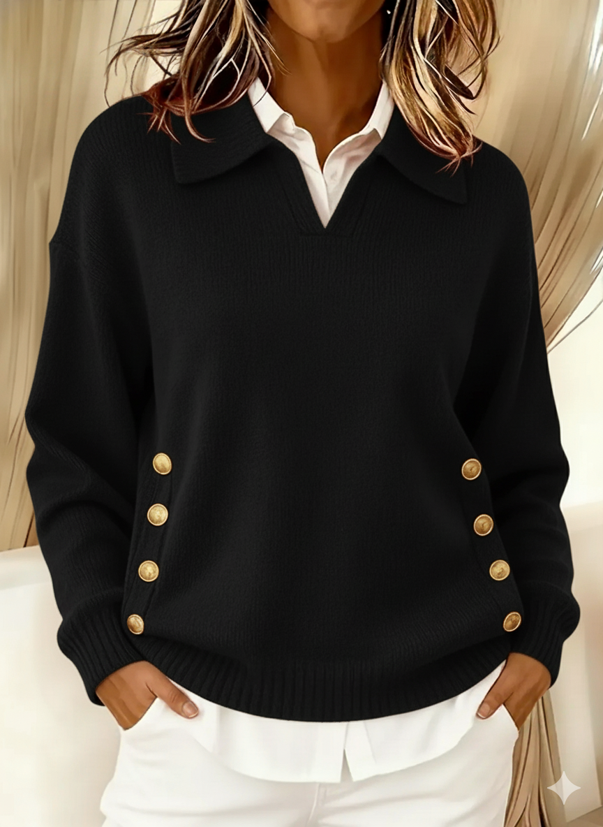 Vynette™ | V-Neck Sweater with Collar