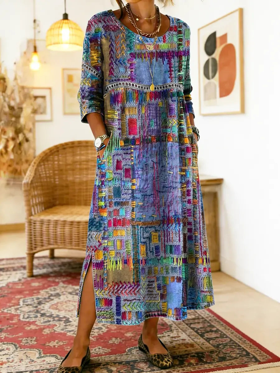 Manuela | Ethnic Patchwork Denim Dress