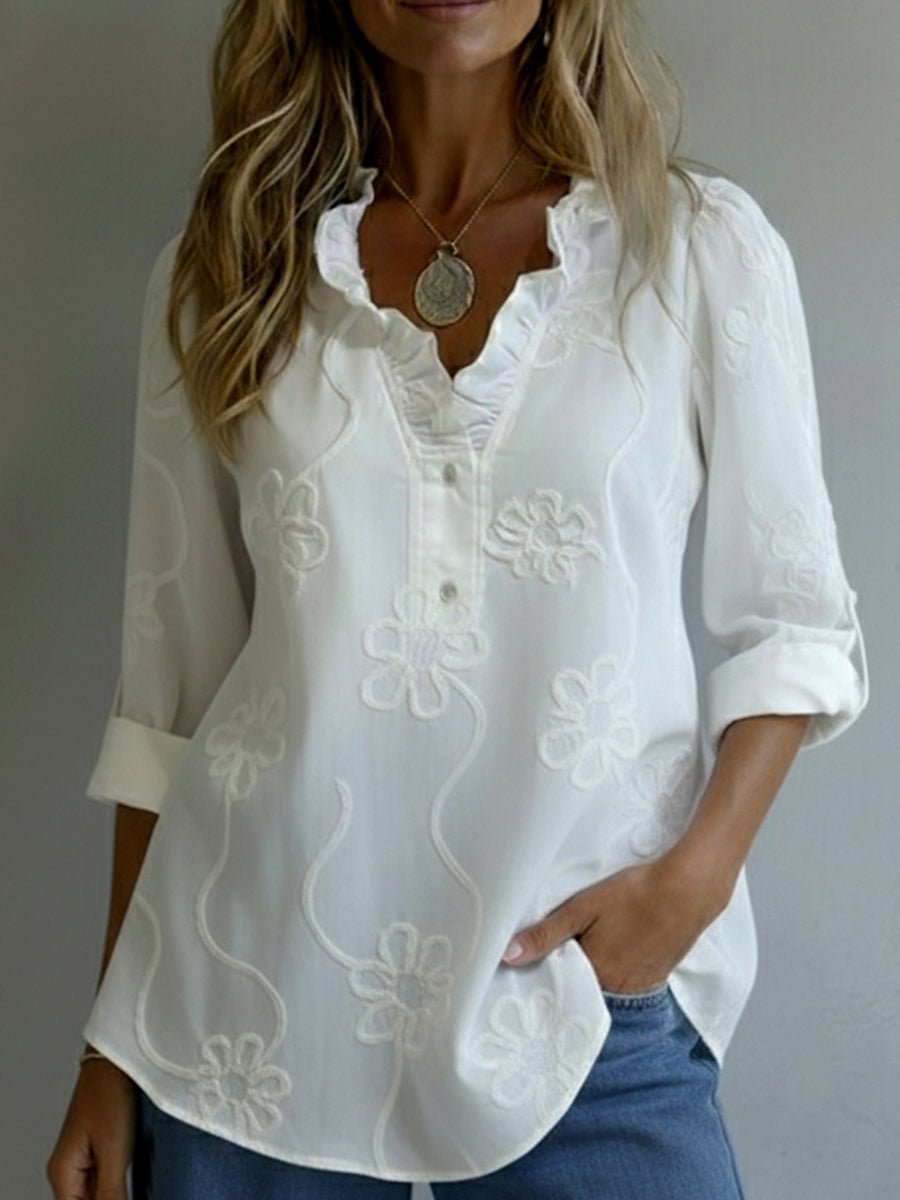 Amelia™ | Embroidered Cotton Blouse