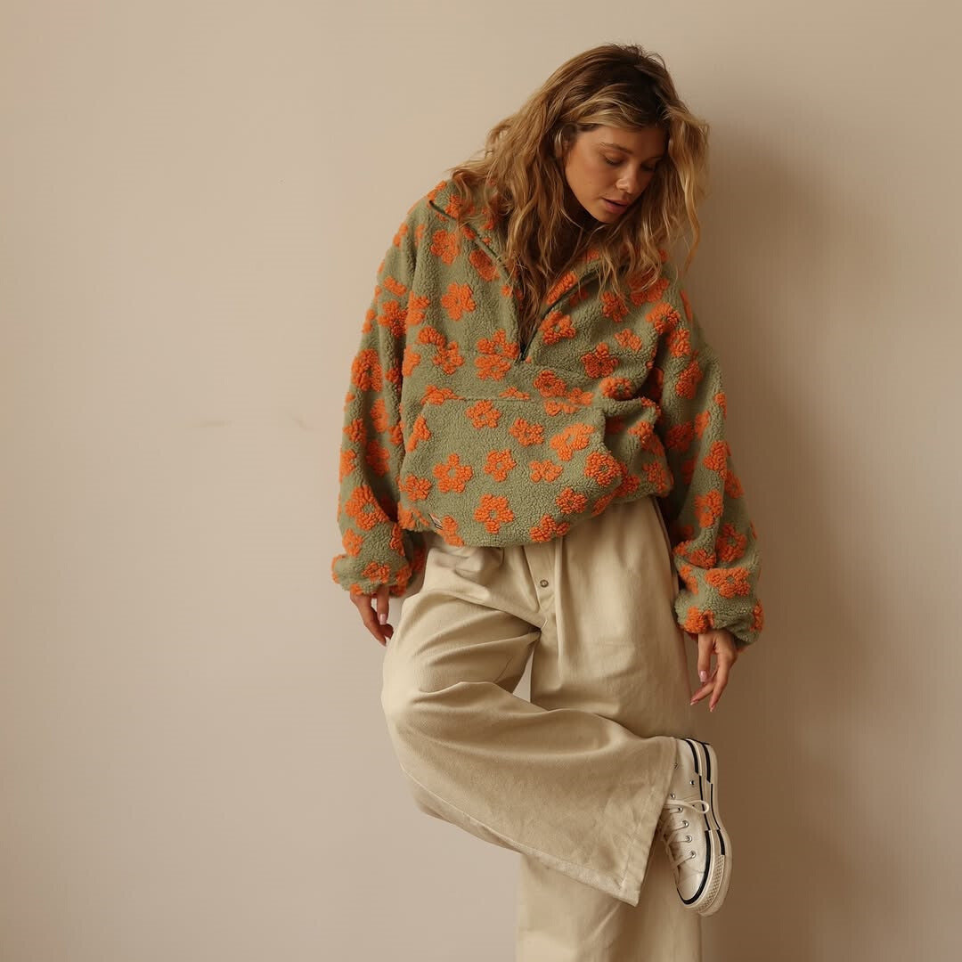 Mirais - Floral Print Fleece Sweater