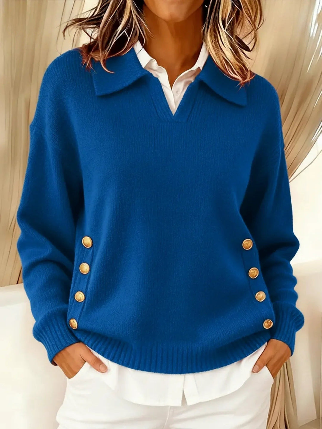 Vynette™ | V-Neck Sweater with Collar