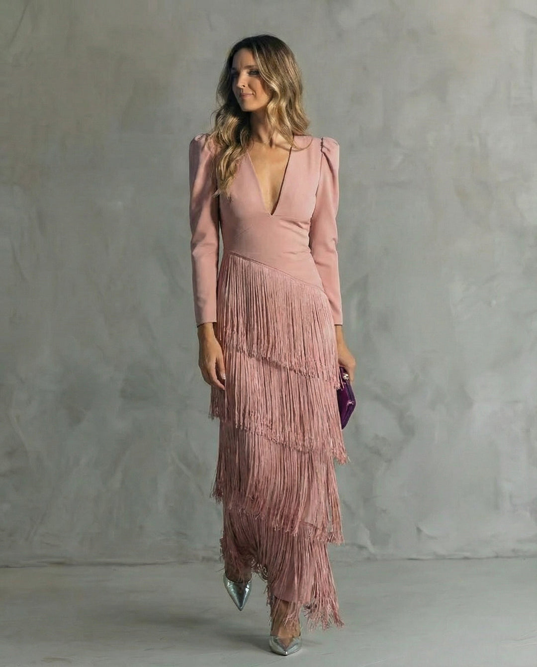 Chiara | Elegant Fringe-Sleeve Dress