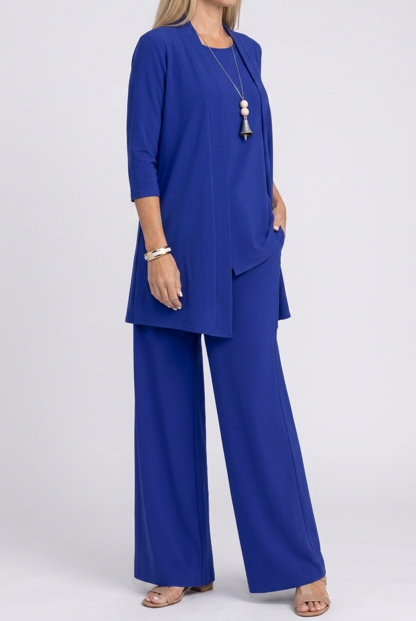 Three Piece Coordinated Set Cardigan Top and Trousers for Women