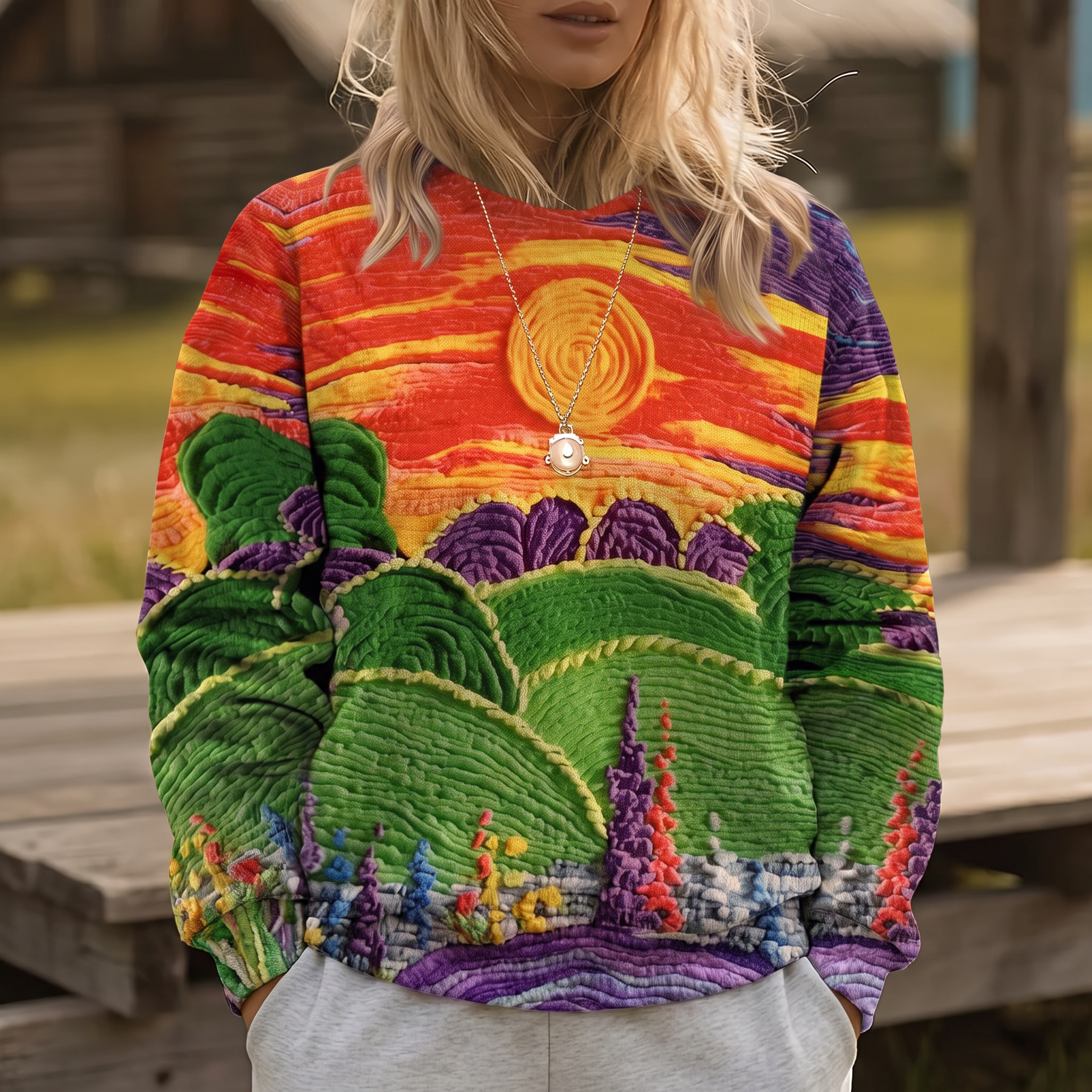Ravella™ | Sunburst Landscape Print Sweater