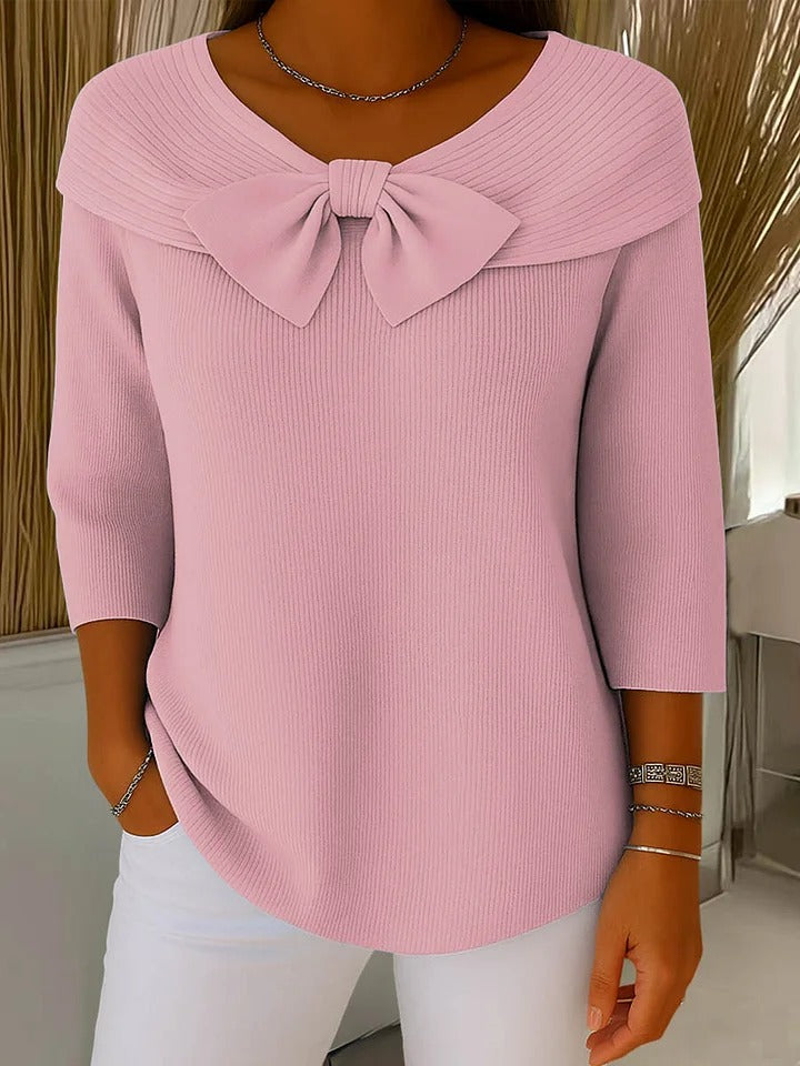 Tivella™ | Sweater with Bow and Round Neckline