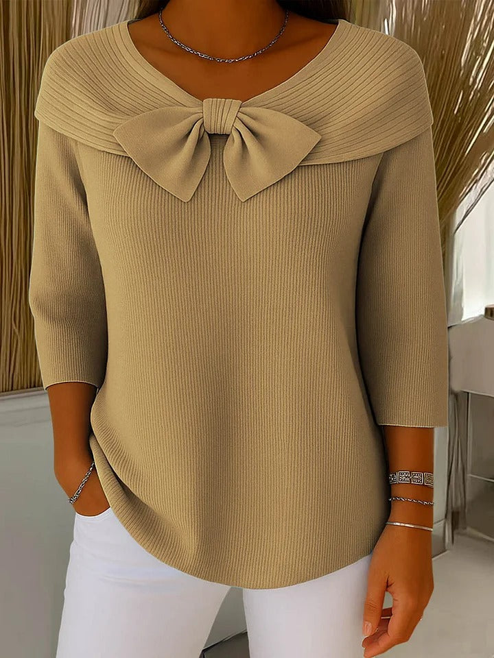 Palmer – Bow Neck Ribbed Sweater