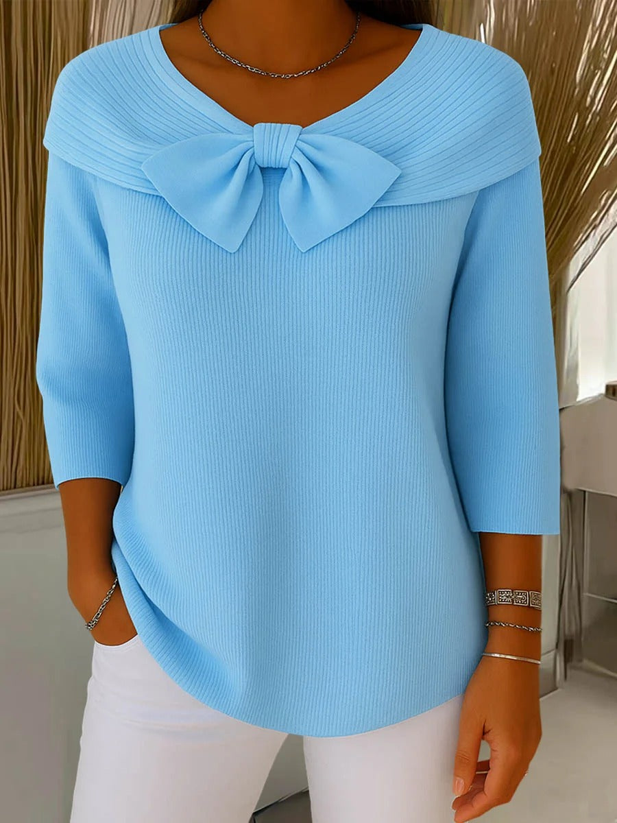 Palmer – Bow Neck Ribbed Sweater