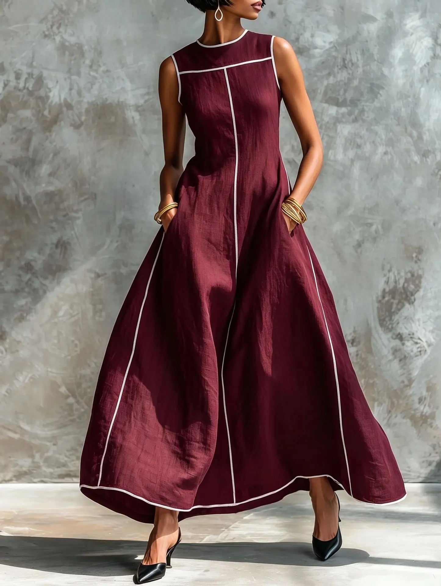 Carlota Maxi Dress with Contrast Trim