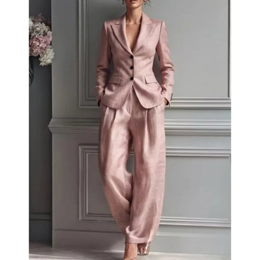Victoria Elegant Suit Set with Tailored Blazer and Wide Pants