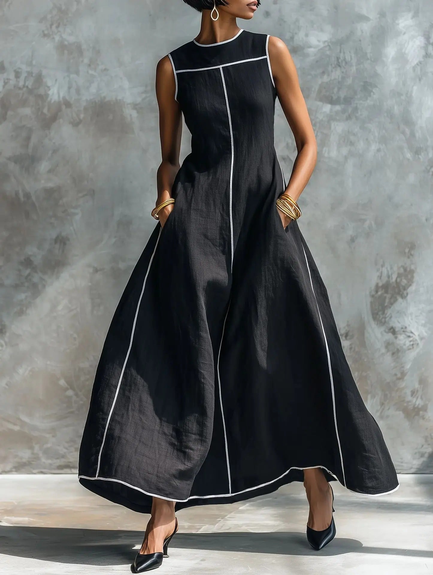 Carlota Maxi Dress with Contrast Trim
