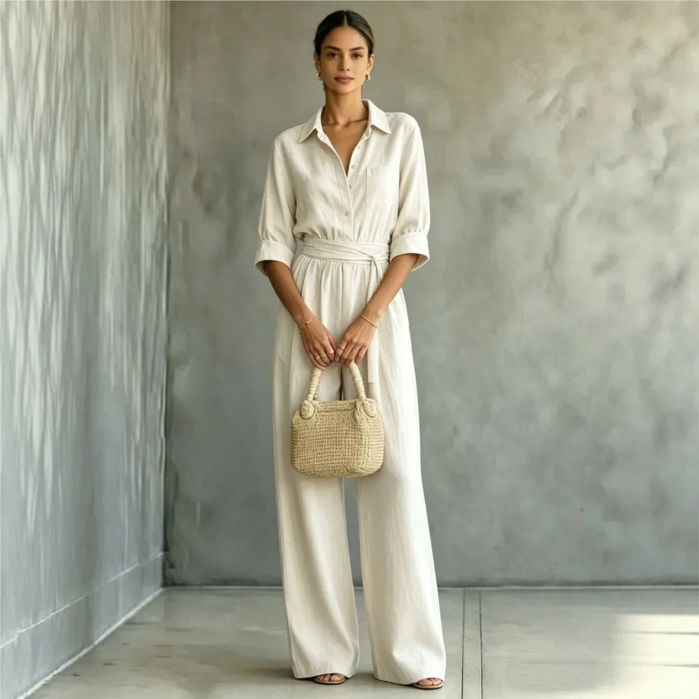 Elena Elegant Jumpsuit with Adjustable Waist and Wide Pants