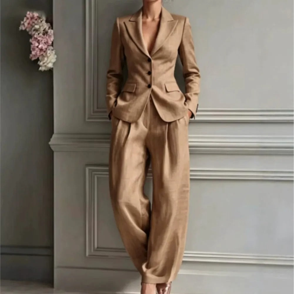 Victoria Elegant Suit Set with Tailored Blazer and Wide Pants