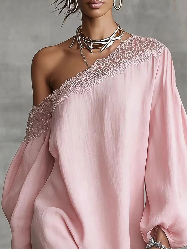 Olivia Mini Lace Dress with Off-the-Shoulder and Puff Sleeves
