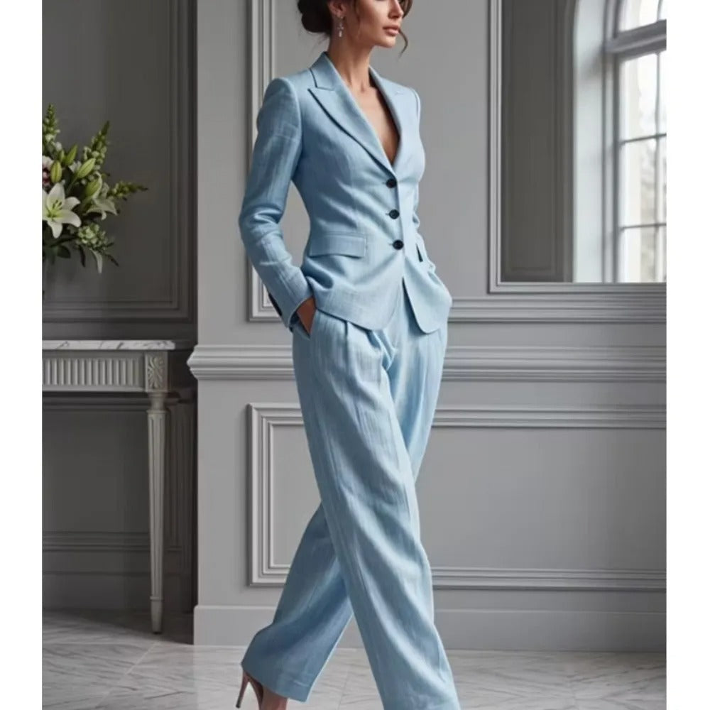 Victoria Elegant Suit Set with Tailored Blazer and Wide Pants