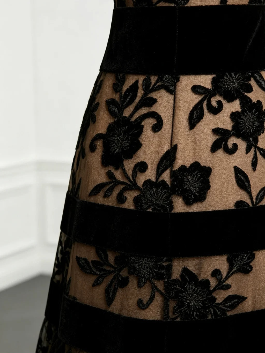 Odette Floral Embroidered Tulle Midi Dress
