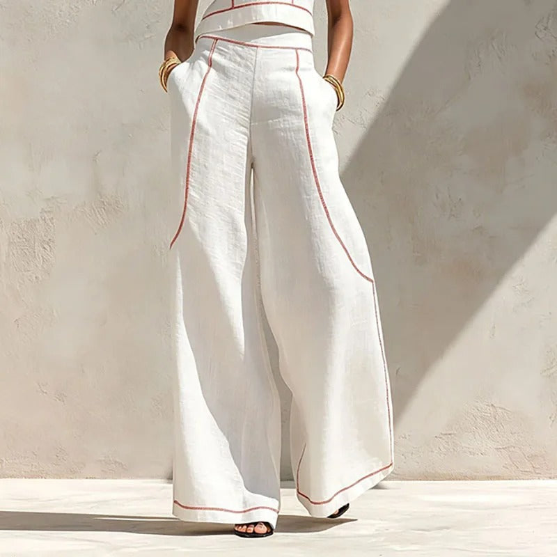 Inés Two-Piece Set with Palazzo Pants and Contrast Details