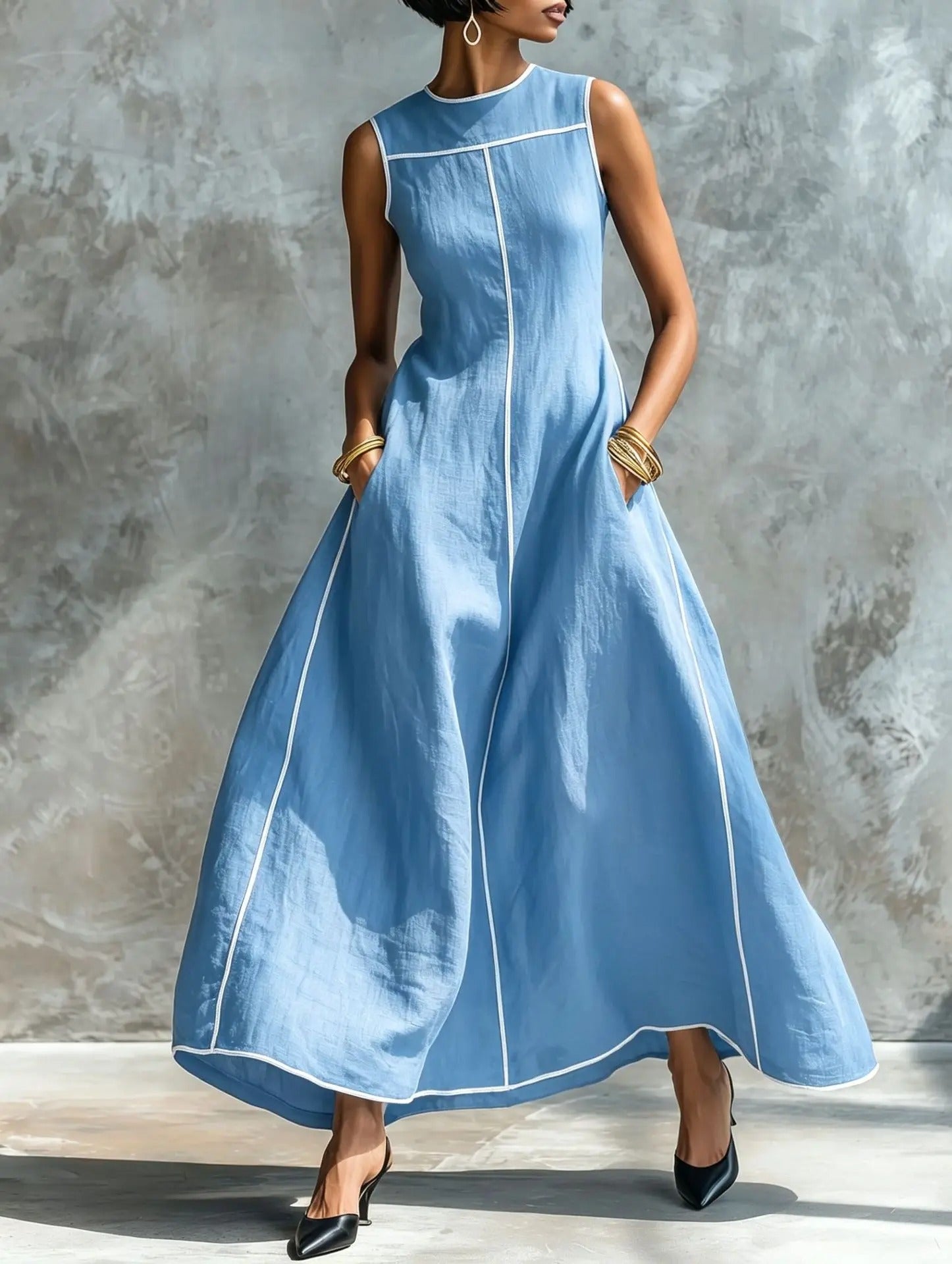 Carlota Maxi Dress with Contrast Trim