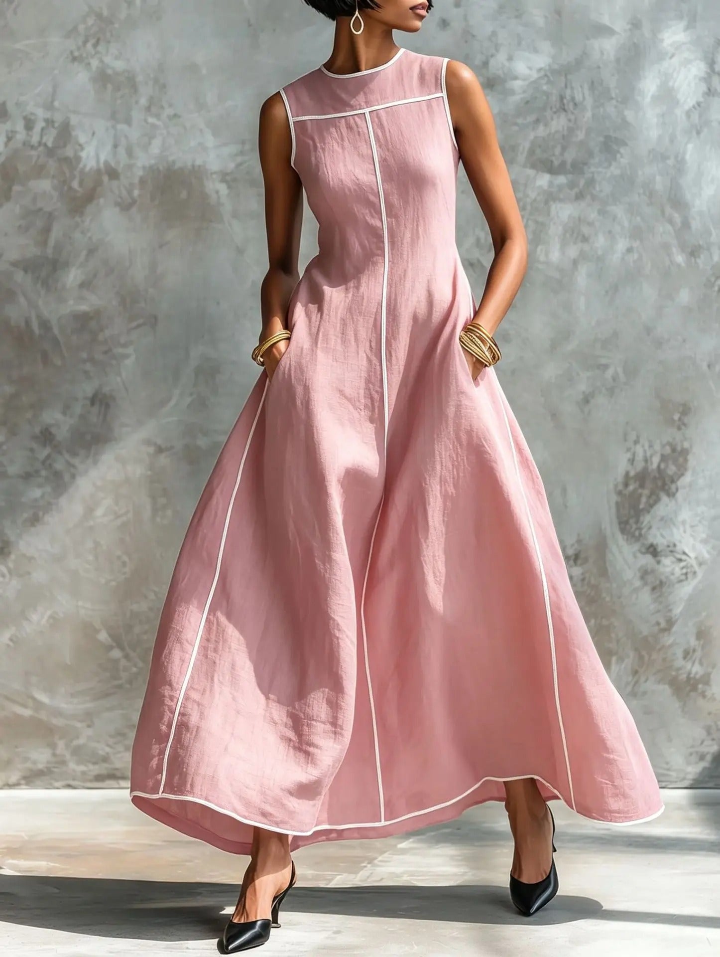 Carlota Maxi Dress with Contrast Trim