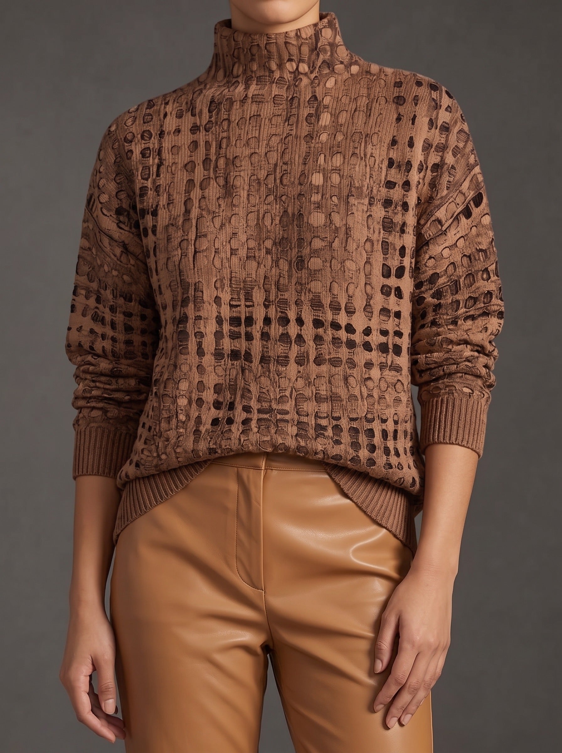 Marnie™ | Chestnut Lattice Turtleneck
