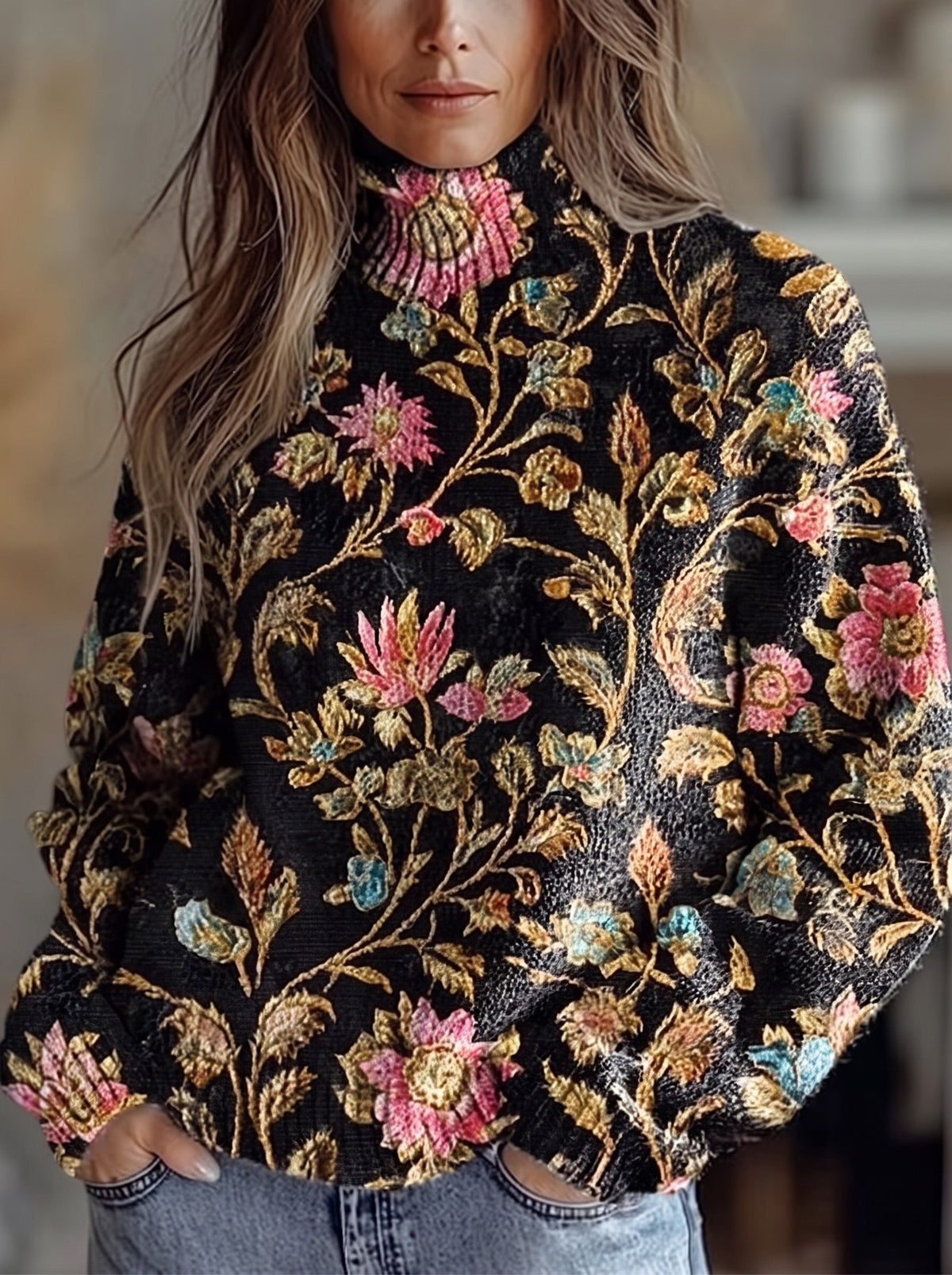 Odilia™ | Golden Vine Turtleneck
