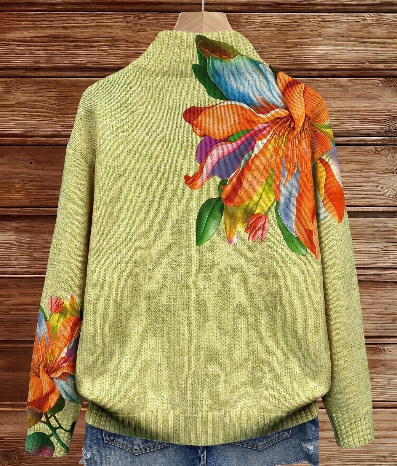 Women’s Casual Floral Print Zip Cardigan