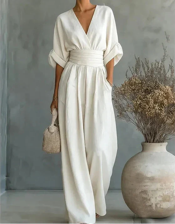 Daniela – Elegant V-Neck Wide-Leg Jumpsuit