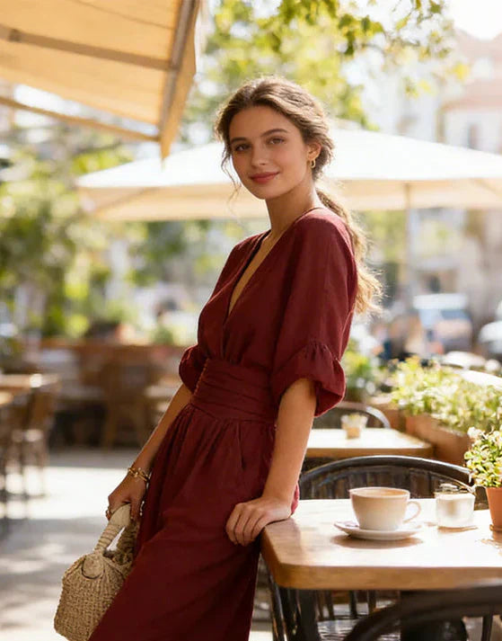 Daniela – Elegant V-Neck Wide-Leg Jumpsuit