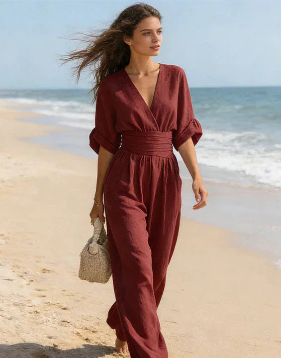 Daniela – Elegant V-Neck Wide-Leg Jumpsuit